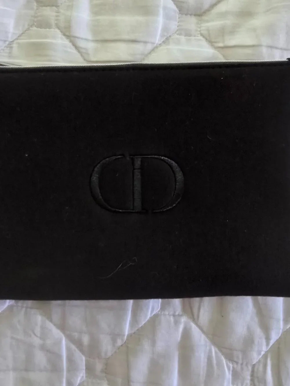 Dior Beauty Black Pouch Cosmetic Makeup Clutch Bag CD Logo Zipper New